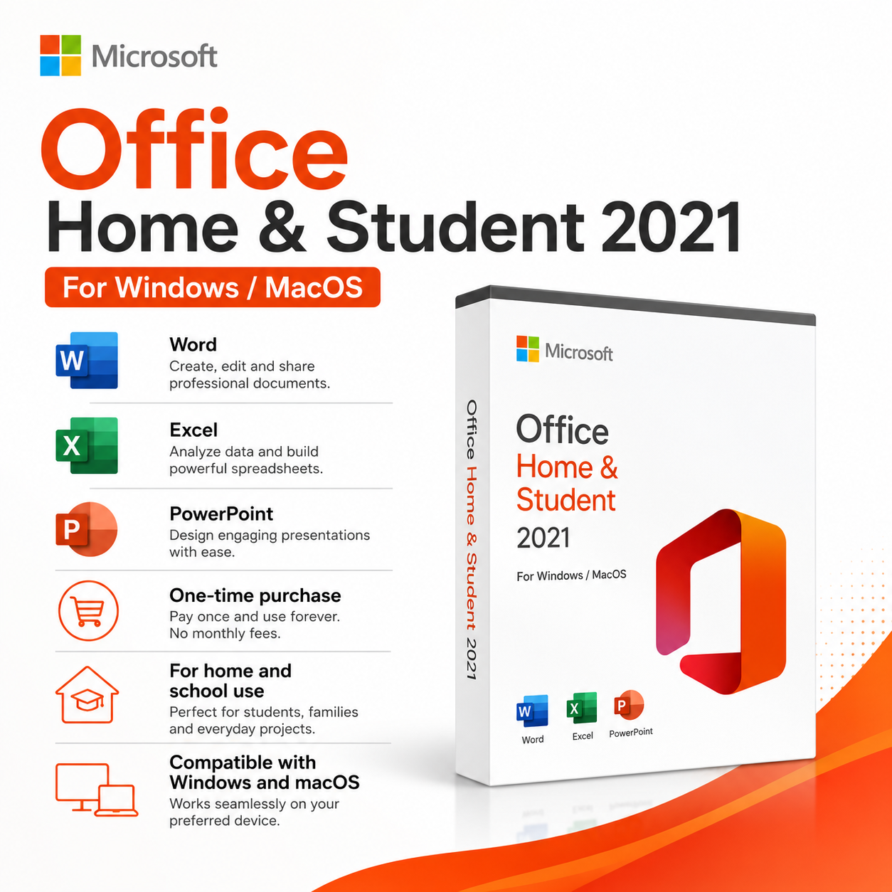 Office Home & Student 2021 for Windows / MacOS