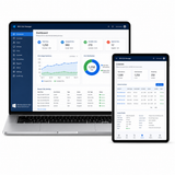 Laptop and tablet displaying a software dashboard
