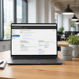 Laptop on a desk with aWindows Server 2022 Remote Desktop Services Overview setting.