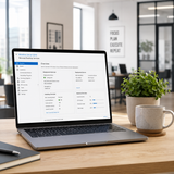 Laptop on a desk with a Windows Server 2019 RDS 50 User CALinterface displayed,